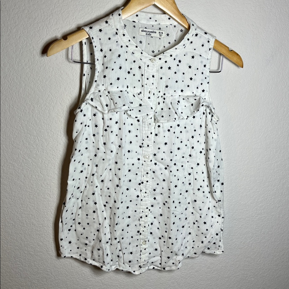 Abercrombie Kids,Girls Sleeveless Blouse Size 15/16 White color and blue Stars